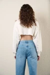 Kadın Ekru Kısa Crop Sweat (zck0323)