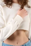 Kadın Ekru Kısa Crop Sweat (zck0323)