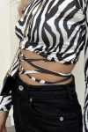 Kadın Zebra Bel Dolamalı Uzun Kollu Bluz (zck0540)