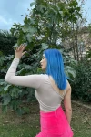 Kadın Bej Uzun Tek Kol Bluz (zck0595)