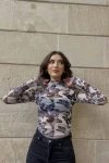 Kadın Kelebek Boğazlı Tül Bluz (ZCK0201)