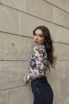 Kadın Kelebek Boğazlı Tül Bluz (ZCK0201)