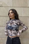 Kadın Kelebek Boğazlı Tül Bluz (ZCK0201)