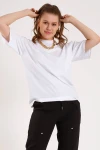 Beyaz Boyfriend Basic T-Shirt (SN026)