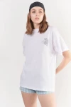 Beyaz Ön Arka Kobra Baskılı Oversize Tişört (ZCK0254)