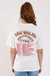 Beyaz Ön Arka Van Halen Baskılı T-Shirt (SA048)