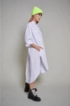 Beyaz Uzun Oversize Elbise Gömlek(ZCK0194)