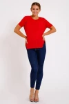 Kırmızı Yanı Yırtmaçlı T-Shirt (ZA003)
