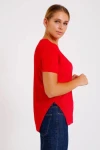 Kırmızı Yanı Yırtmaçlı T-Shirt (ZA003)