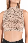 Kadın Leopar Balıkcı Yaka Sıfır Kol Crop Büstiyer (ZCK0137)