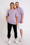 Lila Düz Basic Double Match T-Shirt (İY015)