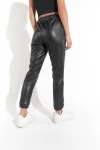 Siyah Beli Lastikli Cep Detayli Deri Pantolon (zck0150)