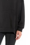 Siyah Kanguru Cep Kapüşonlu Oversize Sweatshirt