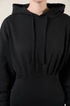 Siyah Kapüşonlu Sweat Elbise