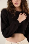 Siyah Kısa Crop Sweat