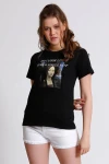 Siyah Mona Lisa Baskılı T-Shirt (SA035)