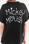 Siyah Ön Arka Mickey Mouse Baskılı Oversize Tişört (ZCK0262)