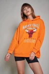 Turuncu Chicago Bulls Baskılı Oversize Sweatshirt (ZCK0218)