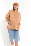 Vizon Kanguru Cep Kapüşonlu Oversize Sweatshirt