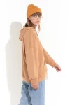 Vizon Kanguru Cep Kapüşonlu Oversize Sweatshirt