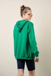 Zümrüt Yeşili Fermuarlı Kapüşonlu Oversize Sweatshirt (zck0341)