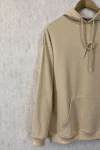 Bej Kanguru Cepli Sırt Baskılı Oversize Sweatshirt (zck0354)