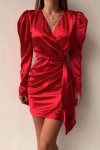 Kırmızı Saten Elbise (zck0380)