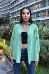 Mint Yeşili Oversize Uzun Basic Gömlek (zck0706)