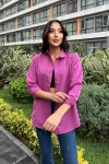 Kadın Mor Oversize Uzun Basic Gömlek (zck0706)