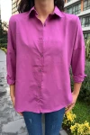 Kadın Mor Oversize Uzun Basic Gömlek (zck0706)