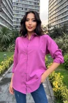 Kadın Mor Oversize Uzun Basic Gömlek (zck0706)
