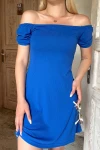 Saks Mavisi Madonna Yaka Kaşkorse Mini Elbise (zck0514)