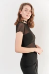 Kadın Siyah Tül Bluz (BS012)