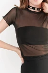 Kadın Siyah Tül Bluz (BS012)