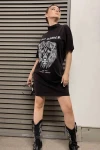 Siyah Desenli Tişört Elbise (zck0415)