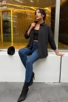 Kadın Siyah Oversize Uzun Basic Gömlek (zck0706)