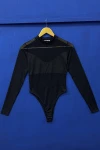 Siyah Transparan Tül Bodysuit (zck0385)