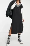Siyah Yanı Yırtmaçlı Sweat Kazak Elbise (zck0409)