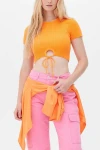 Kadın Turuncu Halka Detaylı Triko Crop Body (zck0529)