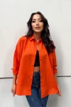 Kadın Turuncu Oversize Uzun Basic Gömlek (zck0706)