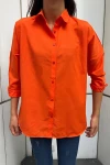 Kadın Turuncu Oversize Uzun Basic Gömlek (zck0706)