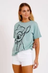 Yeşil Bambi Baskılı Tişört (SS007)