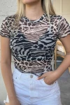 Zebra Baskılı Tül Bluz (BS012)