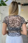 Zebra Baskılı Tül Bluz (BS012)