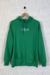 Zümrüt Yeşili Kapüşonlu Sırt Baskılı Oversize Sweatshirt (zck0353)