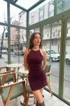 Kadın Bordo Parlak Halter Yaka Yılbaşına Özel  Elbise (zck0779)
