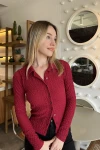 Kadın Bordo Uzun Kollu Gömlek (ZCKSA334)