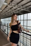 Kadın Siyah Pencere Detaylı Açık Omuzlu Mini Yılbaşına Özel  Elbise (ZCKSA0319)