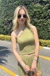 Kadın Yeşil Tek Omuz Bluz (ZCKSA327)