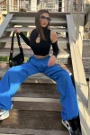 Kadın Siyah Dik Yaka Parça Kollu Göğüs Dekolteli Crop Bluz (zck0570)